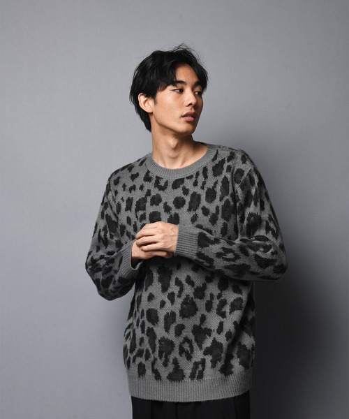 JACKROSE(ジャックローズ)の「JE モヘアタッチヒョウ柄クルーニット(ニット/セーター・メンズ・ブラック/ベージュ・M/L)」の3枚目の写真