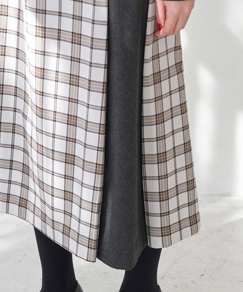 【美品】ROPE PICNIC/チェック柄スカート/ロングスカート/グレー ROPE' PICNIC（ロペピクニック）の「チェックコンビキルト