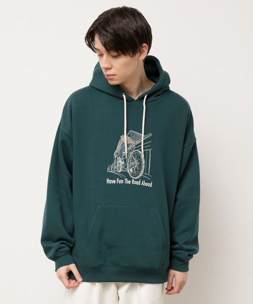 JUNRED(ジュンレッド)の「線画刺繍パーカー(パーカー・メンズ・ラベンダー/グリーン/キナリ・L/M/LL)」の3枚目の写真