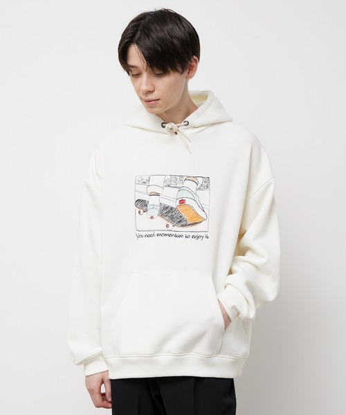 JUNRED(ジュンレッド)の「線画刺繍パーカー(パーカー・メンズ・ラベンダー/グリーン/キナリ・L/M/LL)」の2枚目の写真