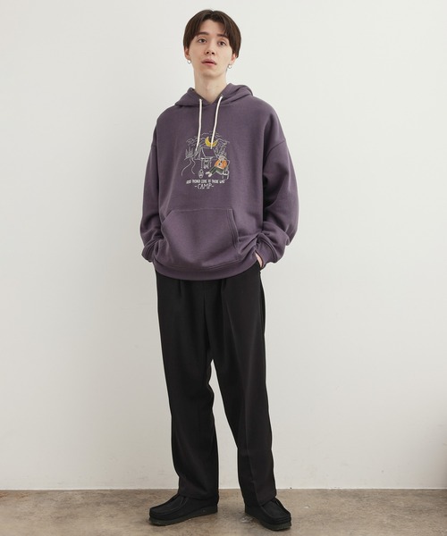 JUNRED(ジュンレッド)の「線画刺繍パーカー(パーカー・メンズ・ラベンダー/グリーン/キナリ・L/M/LL)」の8枚目の写真