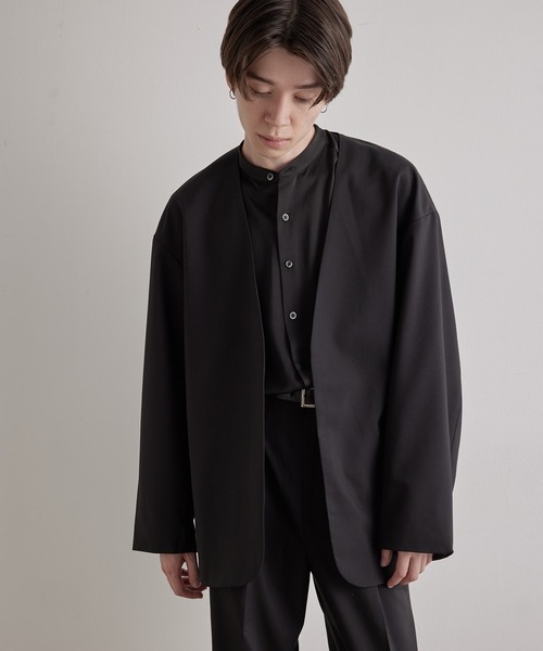 JUNRED（ジュンレッド）の「【ユウ×JUNRed】ポリッシュドTRルーズノーカラージャケット（ノーカラージャケット・メンズ・ライトグレー/ネイビー/ブラック・S/M/L）」の19枚目の写真