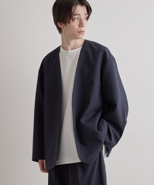 JUNRED（ジュンレッド）の「【ユウ×JUNRed】ポリッシュドTRルーズノーカラージャケット（ノーカラージャケット・メンズ・ライトグレー/ネイビー/ブラック・S/M/L）」の16枚目の写真