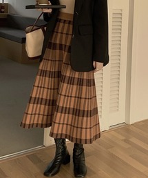 チェックニットスカート