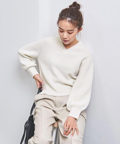 UNITED ARROWS（ユナイテッドアローズ）の「＜UNITED ARROWS＞BOUCLE ボリュームスリーブ ニット B（ニット/セーター・レディース・ネイビー/オフホワイト/ダークグレー・FREE）」の10枚目の写真