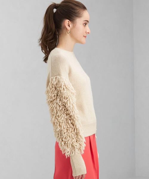 green label relaxing（グリーンレーベルリラクシング）の「＜MY FAVORITE PROJECT＞ フリンジ プルオーバー ニット（ニット/セーター・レディース・ブラック/ベージュ・FREE）」の5枚目の写真