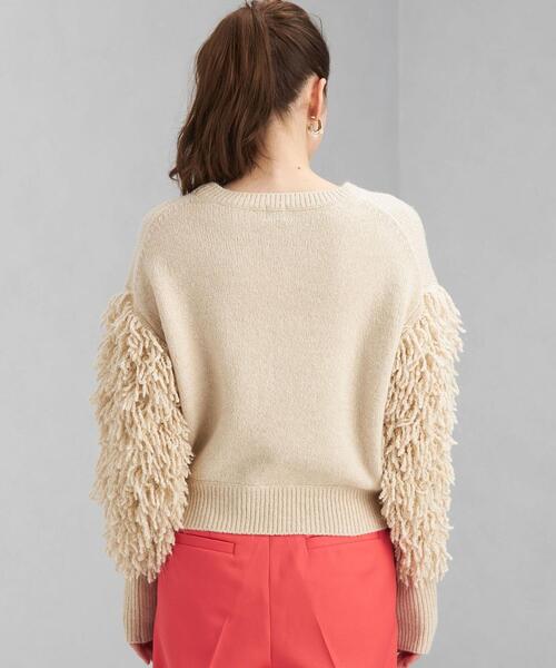 green label relaxing（グリーンレーベルリラクシング）の「＜MY FAVORITE PROJECT＞ フリンジ プルオーバー ニット（ニット/セーター・レディース・ブラック/ベージュ・FREE）」の3枚目の写真