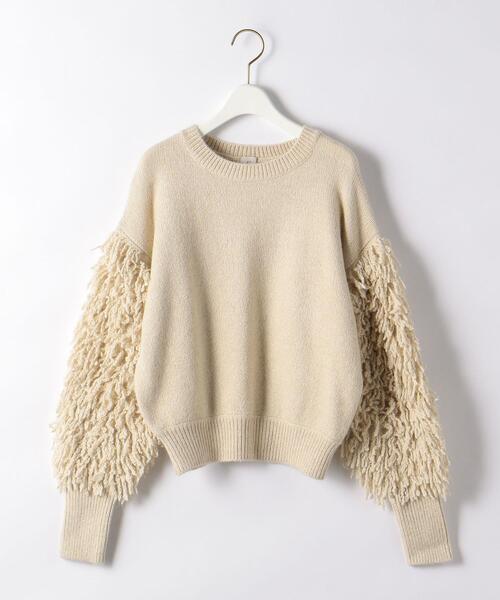 green label relaxing（グリーンレーベルリラクシング）の「＜MY FAVORITE PROJECT＞ フリンジ プルオーバー ニット（ニット/セーター・レディース・ブラック/ベージュ・FREE）」の6枚目の写真