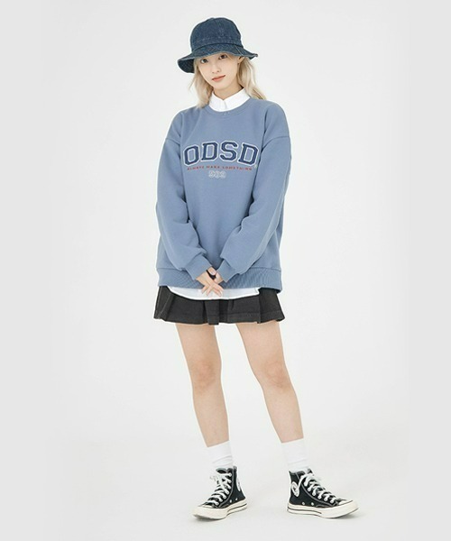 ODD STUDIO(オッドスタジオ)の「ODD STUDIO(オッドスタジオ) /ODSD APPLIQUE LOGO SWEAT SHIRTS/ロゴ クルーネック スウェット(スウェット・メンズ・ブラック/ネイビー/グレー/オレンジ/ブルー/クリーム・M/L)」の9枚目の写真