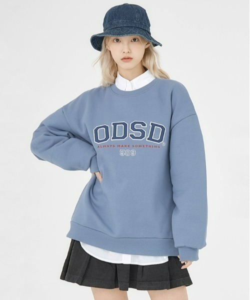 ODD STUDIO(オッドスタジオ)の「ODD STUDIO(オッドスタジオ) /ODSD APPLIQUE LOGO SWEAT SHIRTS/ロゴ クルーネック スウェット(スウェット・メンズ・ブラック/ネイビー/グレー/オレンジ/ブルー/クリーム・M/L)」の7枚目の写真