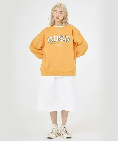 ODD STUDIO(オッドスタジオ)の「ODD STUDIO(オッドスタジオ) /ODSD APPLIQUE LOGO SWEAT SHIRTS/ロゴ クルーネック スウェット(スウェット・メンズ・ブラック/ネイビー/グレー/オレンジ/ブルー/クリーム・M/L)」の13枚目の写真