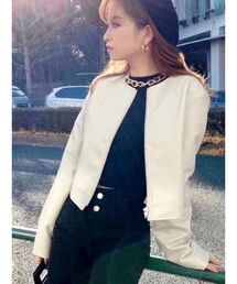 RESEXXY | 合皮ノーカラージャケット(ノーカラージャケット)