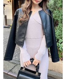 RESEXXY | 合皮ノーカラージャケット(ノーカラージャケット)