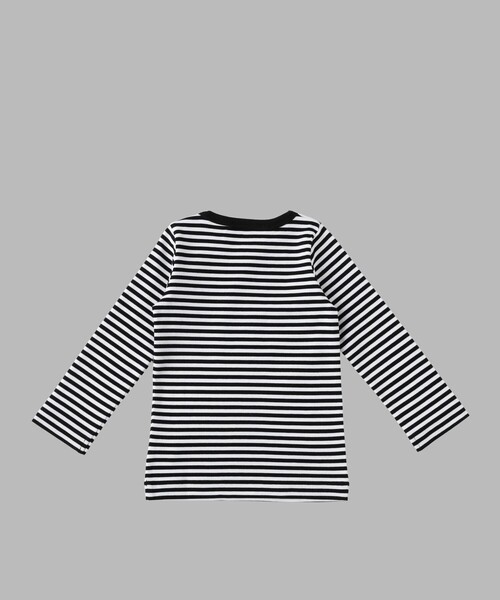 agnes b.(アニエスベー)の「ベビー "b."ロゴ 細ボーダー 長袖 Tシャツ(Tシャツ/カットソー・キッズ・ブラック・1YEAR/2YEAR)」の2枚目の写真