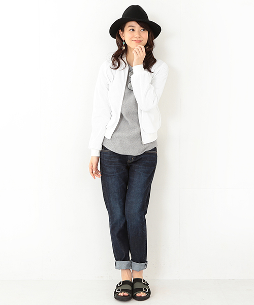 Ray BEAMS（レイビームス）の「Ray BEAMS / メッシュ ZipUpブルゾン（ブルゾン・レディース・ホワイト/ネイビー・0/1）」の4枚目の写真