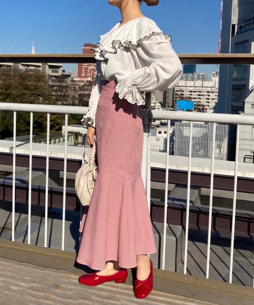 one after another NICE CLAUP(ワンアフターアナザーナイスクラップ)の「ビックカラ―メローブラウス(シャツ/ブラウス・レディース・ベージュ/オフホワイト/ストライプ/ドット・FREE)」の5枚目の写真
