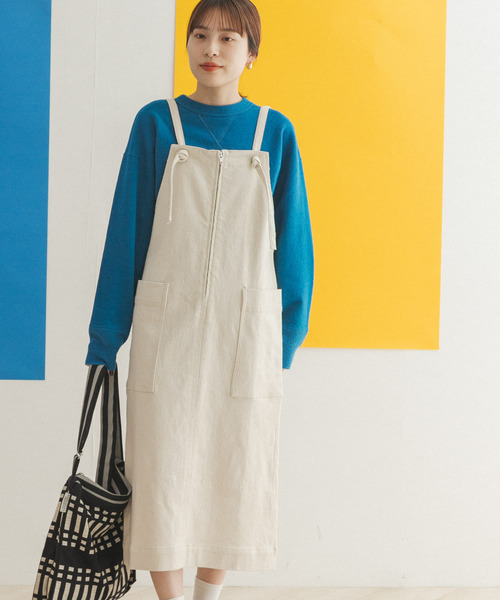 FORK&SPOON（フォークアンドスプーン）の「FORK&SPOON　ストレートラインジャンパースカート（ワンピース・レディース・ブラック/ホワイト系その他・ONE）」の3枚目の写真