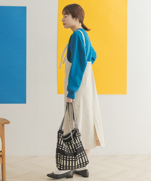 FORK&SPOON（フォークアンドスプーン）の「FORK&SPOON　ストレートラインジャンパースカート（ワンピース・レディース・ブラック/ホワイト系その他・ONE）」の5枚目の写真