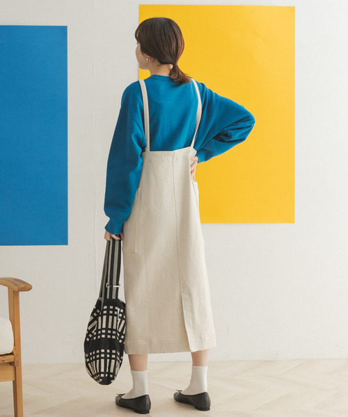 FORK&SPOON（フォークアンドスプーン）の「FORK&SPOON　ストレートラインジャンパースカート（ワンピース・レディース・ブラック/ホワイト系その他・ONE）」の6枚目の写真