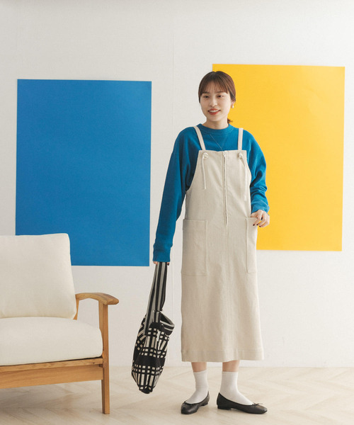 FORK&SPOON（フォークアンドスプーン）の「FORK&SPOON　ストレートラインジャンパースカート（ワンピース・レディース・ブラック/ホワイト系その他・ONE）」の9枚目の写真