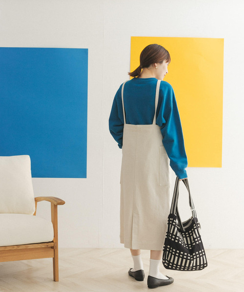 FORK&SPOON（フォークアンドスプーン）の「FORK&SPOON　ストレートラインジャンパースカート（ワンピース・レディース・ブラック/ホワイト系その他・ONE）」の10枚目の写真