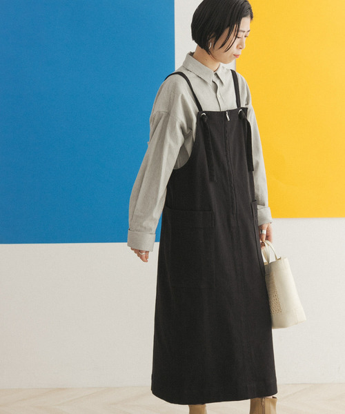 FORK&SPOON（フォークアンドスプーン）の「FORK&SPOON　ストレートラインジャンパースカート（ワンピース・レディース・ブラック/ホワイト系その他・ONE）」の11枚目の写真