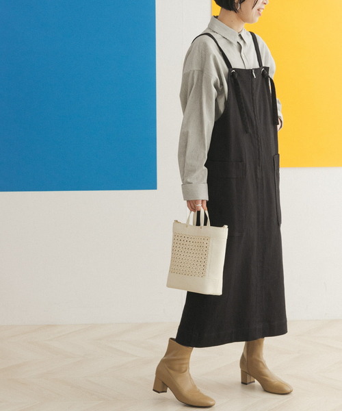 FORK&SPOON（フォークアンドスプーン）の「FORK&SPOON　ストレートラインジャンパースカート（ワンピース・レディース・ブラック/ホワイト系その他・ONE）」の12枚目の写真