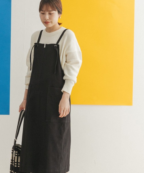 FORK&SPOON（フォークアンドスプーン）の「FORK&SPOON　ストレートラインジャンパースカート（ワンピース・レディース・ブラック/ホワイト系その他・ONE）」の17枚目の写真