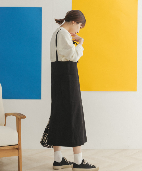 FORK&SPOON（フォークアンドスプーン）の「FORK&SPOON　ストレートラインジャンパースカート（ワンピース・レディース・ブラック/ホワイト系その他・ONE）」の20枚目の写真