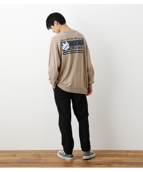 RODEO CROWNS WIDE BOWL(ロデオクラウンズワイドボウル)の「メンズデニムアップリケクルーネックニットトップス(ニット/セーター・メンズ・ブルー/ベージュ/ブラック・LARGE/MEDIUM)」の4枚目の写真