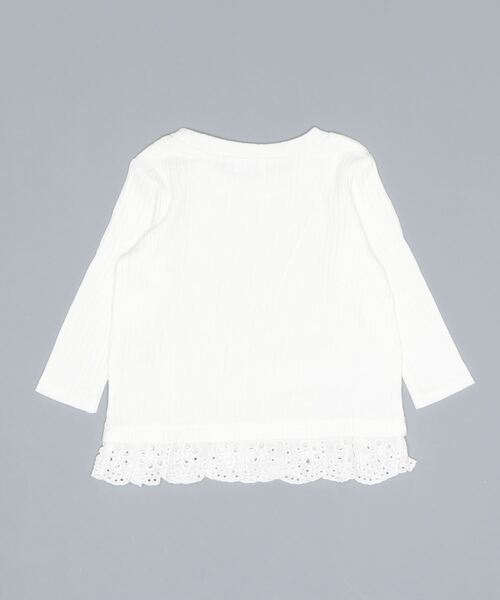 Noeil aime BeBe(ノイユエイムベベ)の「NoeilaimeBeBe/裾レース付きレーシーテレコTシャツ(80~130cm)(Tシャツ/カットソー・キッズ・ホワイト/ピンク・110/90/80/130/120/100)」の6枚目の写真