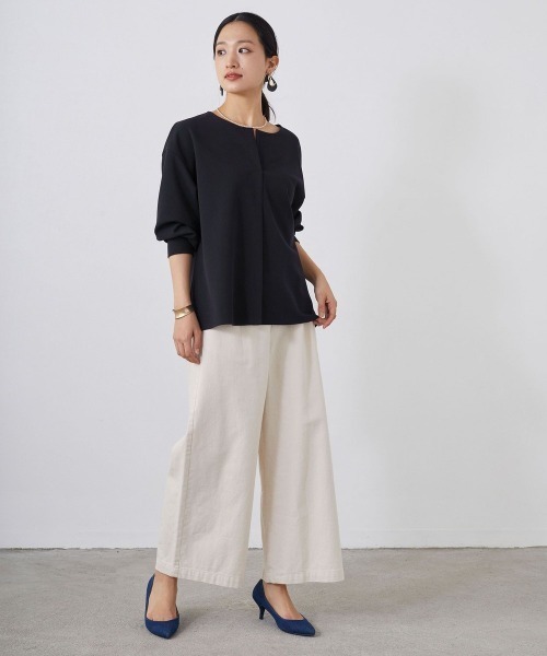 NICOLE white(ニコルホワイト)の「スキッパーTEE カットブラウス(Tシャツ/カットソー・レディース・ネイビー/オフホワイト/グリーン・FREE)」の18枚目の写真