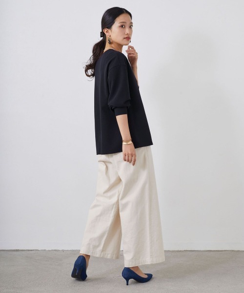 NICOLE white(ニコルホワイト)の「スキッパーTEE カットブラウス(Tシャツ/カットソー・レディース・ネイビー/オフホワイト/グリーン・FREE)」の19枚目の写真