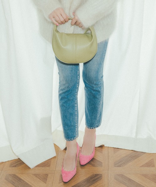 フェイクレザーラウンドミニバッグ