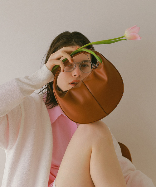 フェイクレザーラウンドミニバッグ