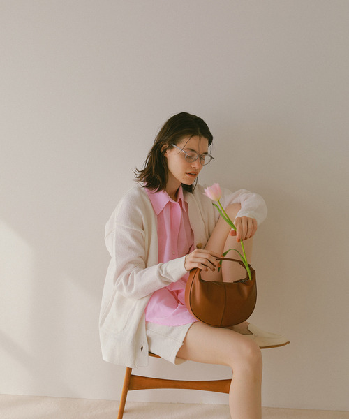 フェイクレザーラウンドミニバッグ