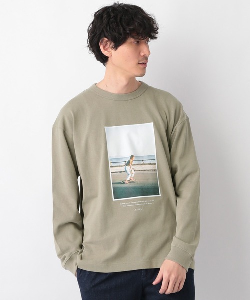 GLOBAL WORK（グローバルワーク）の「USAコットンアソートT長袖/255808（Tシャツ/カットソー・メンズ・グリーン/ライトベージュ/ミント/スカイブルー/ホワイト/ブラック/グレー/その他・SMALL/LARGE/X-LARGE/MEDIUM）」の6枚目の写真