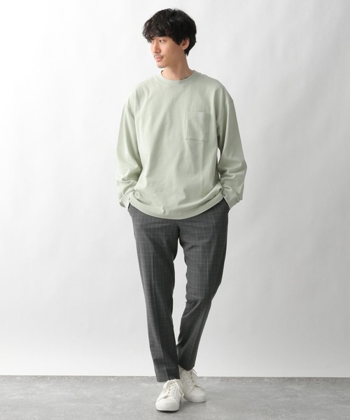 GLOBAL WORK（グローバルワーク）の「USAコットンアソートT長袖/255808（Tシャツ/カットソー・メンズ・グリーン/ライトベージュ/ミント/スカイブルー/ホワイト/ブラック/グレー/その他・SMALL/LARGE/X-LARGE/MEDIUM）」の15枚目の写真