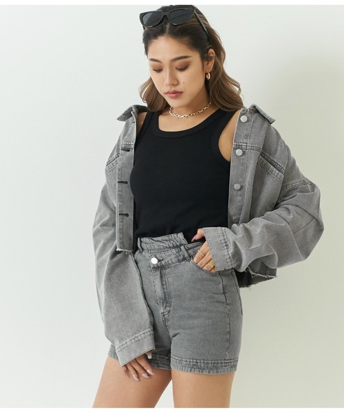 ANAP（アナップ）の「デニムデザインショートパンツ（デニムパンツ・レディース・オフホワイト/インディゴブルー/スミクロ/ブラック・L/M/S）」の10枚目の写真