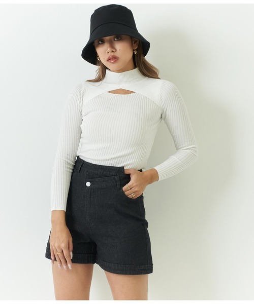 ANAP（アナップ）の「デニムデザインショートパンツ（デニムパンツ・レディース・オフホワイト/インディゴブルー/スミクロ/ブラック・L/M/S）」の7枚目の写真