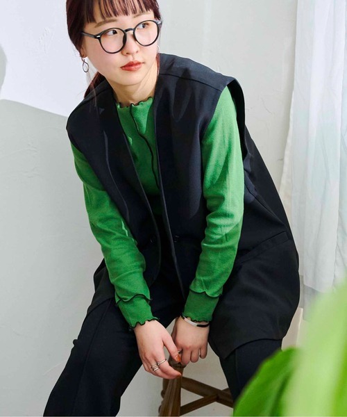 CPCM（シーピーシーエム）の「フレンチ袖Wボタンベスト（ベスト・レディース・ブラック/イエロー/アイボリー・FREE）」の8枚目の写真