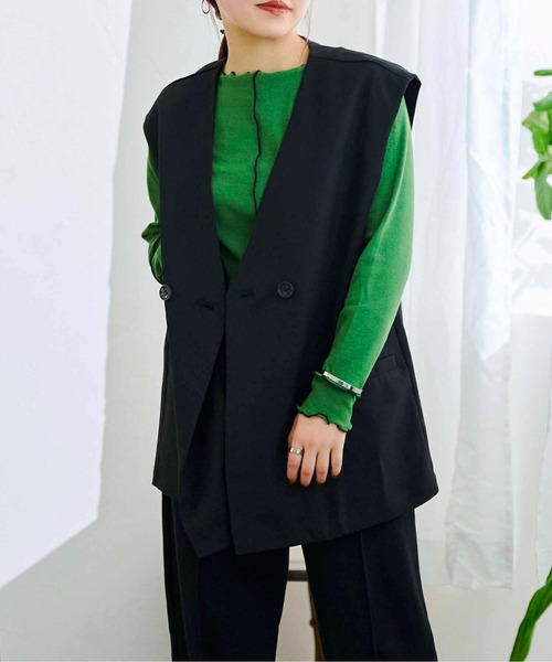 CPCM（シーピーシーエム）の「フレンチ袖Wボタンベスト（ベスト・レディース・ブラック/イエロー/アイボリー・FREE）」の10枚目の写真