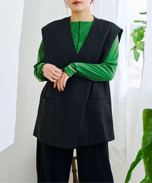 CPCM（シーピーシーエム）の「フレンチ袖Wボタンベスト（ベスト・レディース・ブラック/イエロー/アイボリー・FREE）」の11枚目の写真