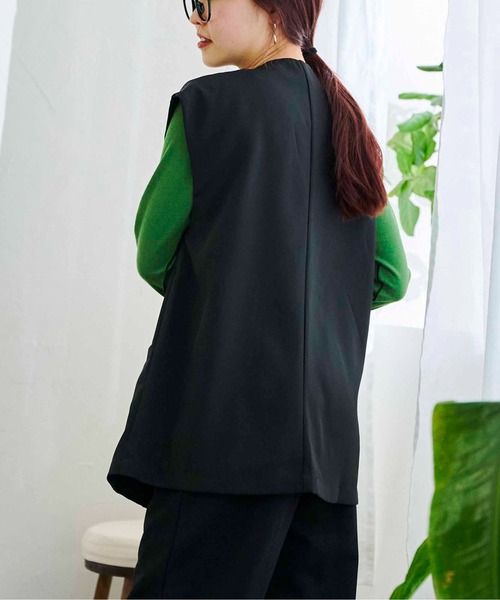 CPCM（シーピーシーエム）の「フレンチ袖Wボタンベスト（ベスト・レディース・ブラック/イエロー/アイボリー・FREE）」の12枚目の写真