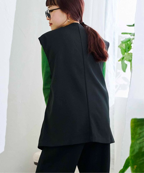 CPCM（シーピーシーエム）の「フレンチ袖Wボタンベスト（ベスト・レディース・ブラック/イエロー/アイボリー・FREE）」の13枚目の写真