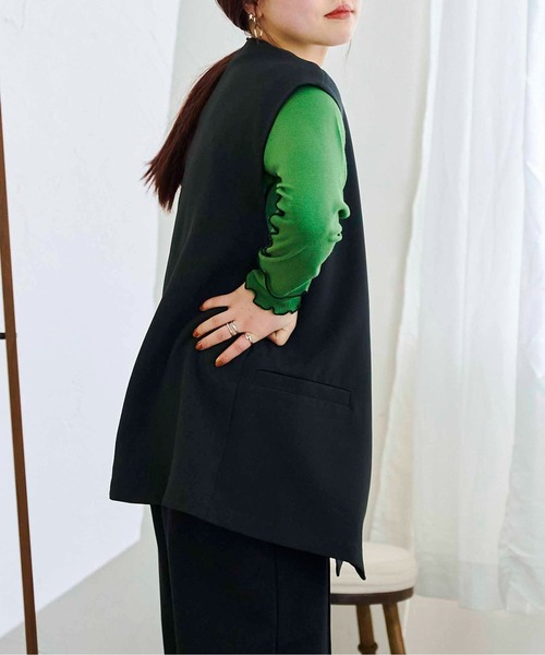 CPCM（シーピーシーエム）の「フレンチ袖Wボタンベスト（ベスト・レディース・ブラック/イエロー/アイボリー・FREE）」の14枚目の写真