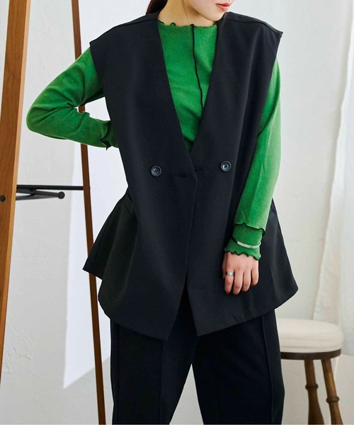 CPCM（シーピーシーエム）の「フレンチ袖Wボタンベスト（ベスト・レディース・ブラック/イエロー/アイボリー・FREE）」の15枚目の写真