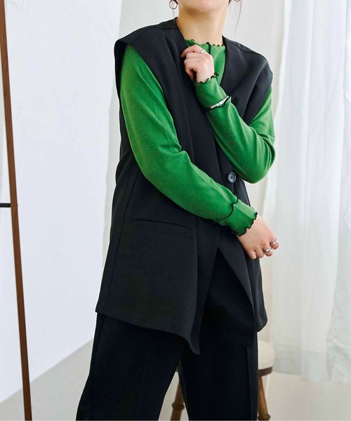 CPCM（シーピーシーエム）の「フレンチ袖Wボタンベスト（ベスト・レディース・ブラック/イエロー/アイボリー・FREE）」の16枚目の写真