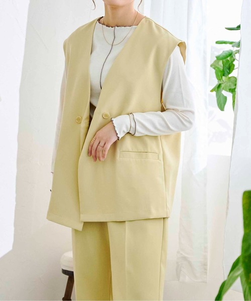 CPCM（シーピーシーエム）の「フレンチ袖Wボタンベスト（ベスト・レディース・ブラック/イエロー/アイボリー・FREE）」の17枚目の写真