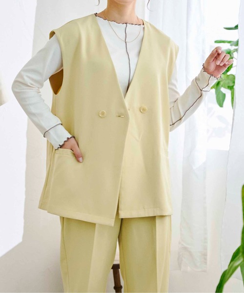 CPCM（シーピーシーエム）の「フレンチ袖Wボタンベスト（ベスト・レディース・ブラック/イエロー/アイボリー・FREE）」の18枚目の写真